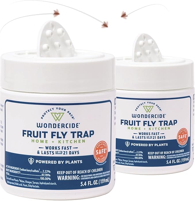 Wondercide - Fruit Fly Traps for Indoors - Fruit Fly Killer - Pet and People Safe - Made in USA &amp Plant Based - 5.4 oz - 2 Pack