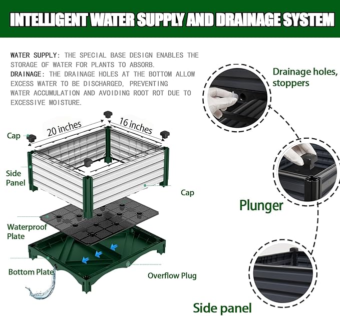 3PCS Raised Garden Beds Outdoor with Legs Planter Box 47x16x21in Reinforced Support Rods Drainage Grid Multi-Combination Options for Vegetables Flowers Herbs Ideal for Balcony Patio Gardening