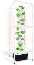 Hydroponic Culture of Tower 8 -Sections LED Timed Growth Light 40 -Piece Nursery Germination Kit - Herbs Fruits and Vegetables - Hydratant Pump