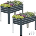 Galvanized Raised Garden Bed with Legs 2 Pack 48x24x32in Elevated Raised Garden Bed Outdoor with Drainage Holes Planter Boxes for Gardening Vegetable Flower Fruit in Backyard Patio Balcony (Grey)