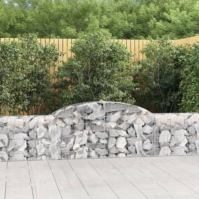 Arched Gabion Planter Baskets Galvanized Steel Metal Boxes for Outdoor Flower Plant Gardening Large Vegetable Growing 118.1x11.8x23.6/31.5 (5 pcs)