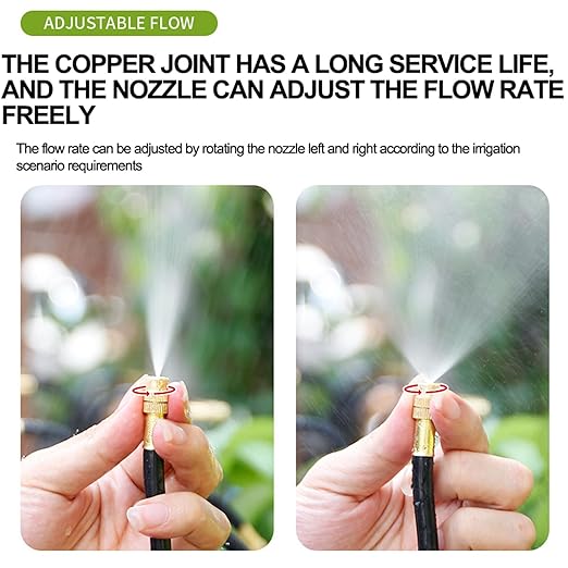 Drip Irrigation Kit Automatic Watering System for Potted Plants 360 Degree Adjustable Copper Micro Sprinklers Quick Connect Tubing Fittings for Garden Lawn Patio Balcony(25 Nozzles)
