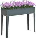 Metal Raised Garden Bed Elevated Planter Box with Legs and Drain Holes 39 x 12 x 31 Dark Gray for Vegetables Herbs and Flowers