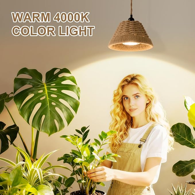 LED Plant Growth Light 30W Full Spectrum Indoor Suspended Lamp 4000K with Timer 15FT Power Cord for Tall Leafy and Flowering Plants