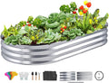 VEVOR Raised Garden Bed 71.9 x 36.4 x 11 inch Galvanized Metal Planter Box Outdoor Planting Boxes with Open Base for Growing Flowers/Vegetables/Herbs in Backyard/Garden/Patio/Balcony Silver