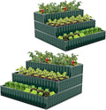 HAPPYGRILL 3-Tier Raised Garden Bed Galvanized Elevated Garden Bed w/Open-Ended Base for Deep Rooted Plants Vegetables Flowers Modular Assembly Outdoor Planter Box for Patio Backyard (2 Green)