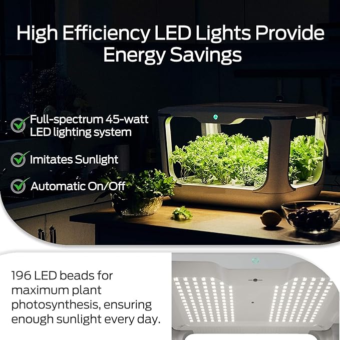 Home Grow Box Indoor Herb Garden Growing Kit with Hydroponics System 45W Grow Light 8L Water Tank and Remote Monitoring