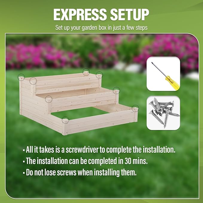 Premium Wooden Garden Bed Raised Planter Box Outdoor Patio Gardening Planter Garden Box