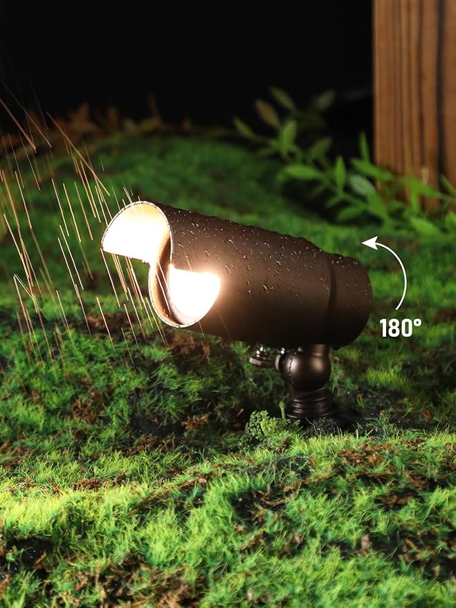 LEONLITE 5CCT Low Voltage LED Landscape Spotlight 7W LED Spot Lights Outdoor for Garden Yard Adjustable Beam Angle 12-24V AC/DC Aluminum IP65 Waterproof CRI90 ETL Oil Rubbed Bronze Pack of 8