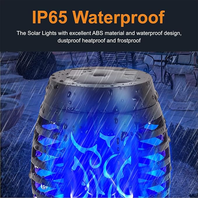 Solar Torch Flame Lights with Flickering Blue Flame Waterproof Outdoor Landscape Decoration Lighting for Garden Lawn Yard Solar Powered (6)