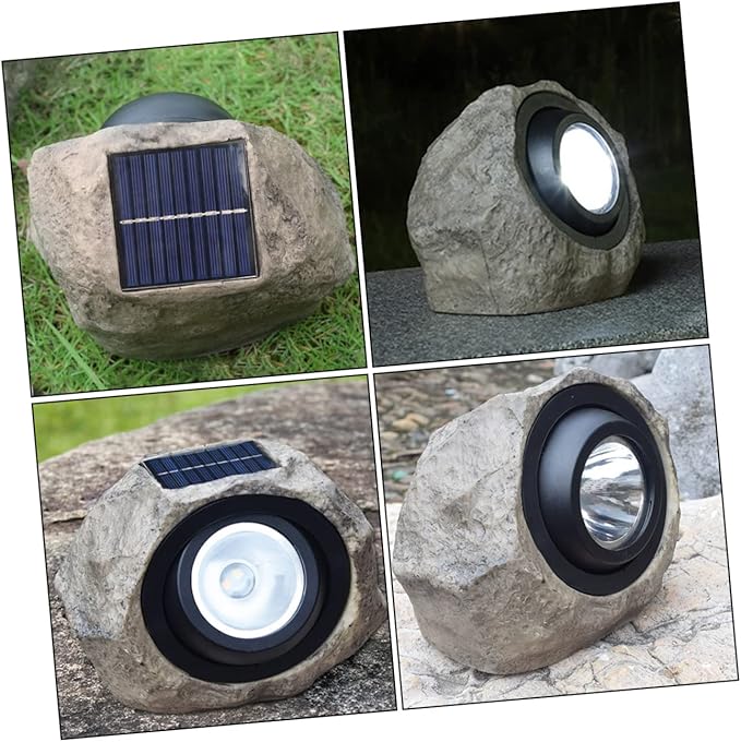 1pc Imitated Stone Solar Spotlight Brightness Decorative Outdoor Lamp for Gardens Patios and Lawns Weather Resistant Solar Light Dual Options Warm