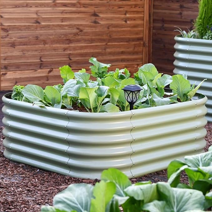 4x4x1.5 ft Galvanized Raised Garden Bed 18 Tall Metal Raised Planters for Outdoor Plants Vegetables Herbs Above Ground Raised Garden Bed Kit for Small Space Gardening -Brooklyn Grey