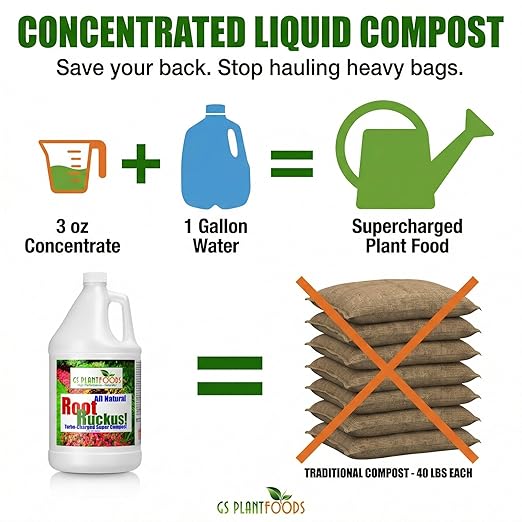 GS Plant Foods Root Ruckus Compost Fertilizer Organic Plant Food - Turbo Charged Compost for Plants - Humic Acid &amp Sea Kelp Nutritional Root Supplement for Lawns Soil Shrubs &amp Vegetables - 1
