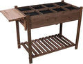 8 Pockets Horticulture Raised Garden Bed Elevated Wood Planter Box Stand with Foldable Side Table and Storage Shelf for Herb/Vegetables/Flowers (Brown)