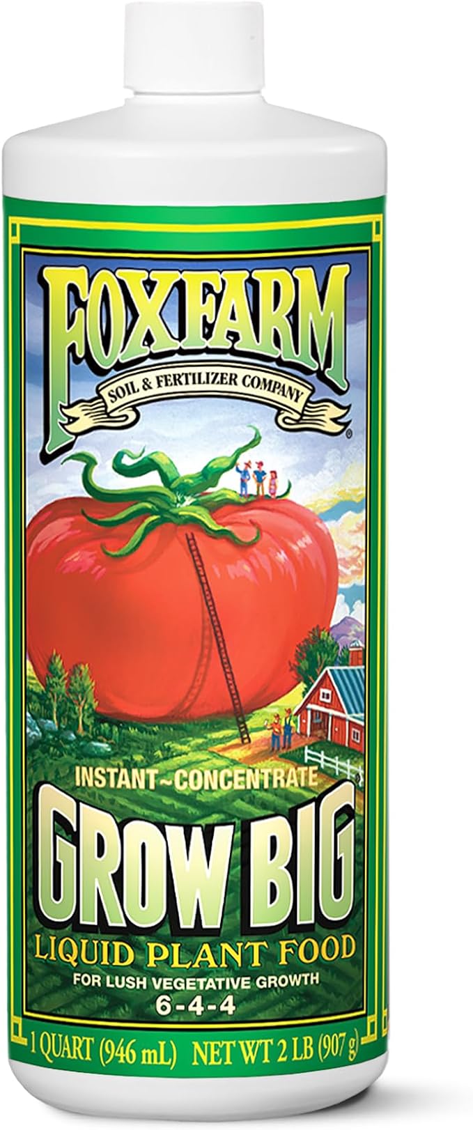 FoxFarm Grow Big Liquid Plant Food - Bloom Fertilizer for Flowers Fruits and Vegetables Perfect for Indoor &amp Outdoor Potted Plants NPK 6-4-4 (Quart)