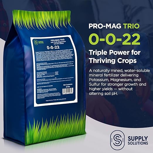 Supply Solutions | 0-0-22 Pro-Mag Trio - High Potassium Magnesium &amp Sulfur Fertilizer for Lawns Turf Palm &amp Fruit Trees - Water-Soluble Plant Food for Stronger Growth &amp Higher Yields (2