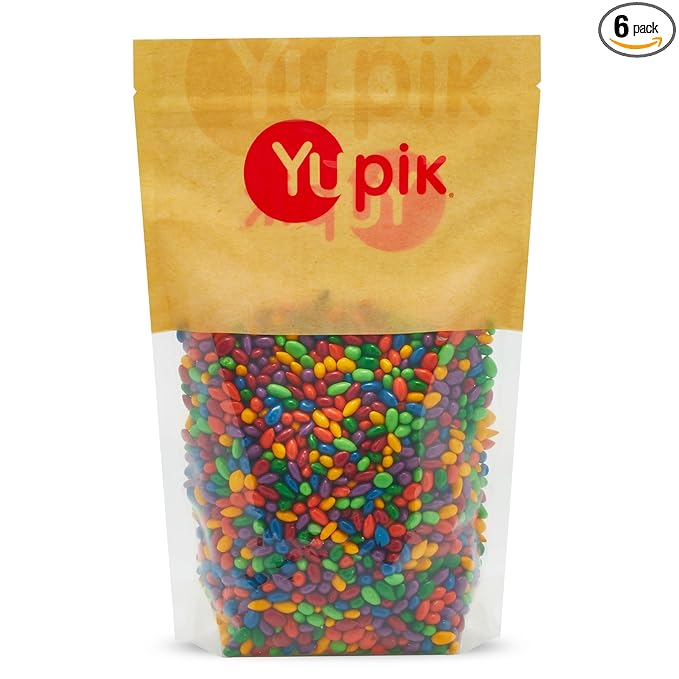Yupik Kimmie Sunbursts Colorful Chocolaty Sunflower Seeds 2.2 lb (35.2 oz) Pack of 6 Gluten-Free Kosher Sunflower Seeds in Chocolaty Candy Coating Source of Fiber Ideal for Parties Baking