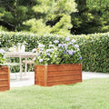 Garden Raised Bed Rusty Brown Corten Steel Drainage Holes Plant pots Flower pots Succulent containers for Garden Outdoor 39.4 x 15.7 x 17.7 in