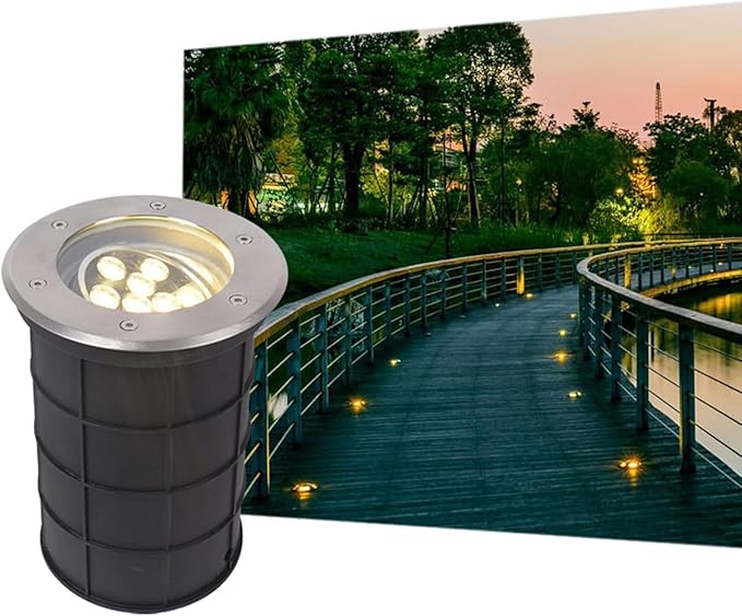 Adjustable LED Underground Ground Light - IP65 Waterproof Landscape Spotlight for Garden Driveway Deck &amp Steps - Available in Warm Light (12W) and Red (15W) AC85-265V