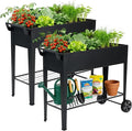 2-Pack 32”Height Elevated Raised Garden Bed with Wheels &amp Storage Shelf 400 Lbs Capacity Anti-Rust Space-Saving Planter for Vegetables Herbs Patio Balcony Backyard