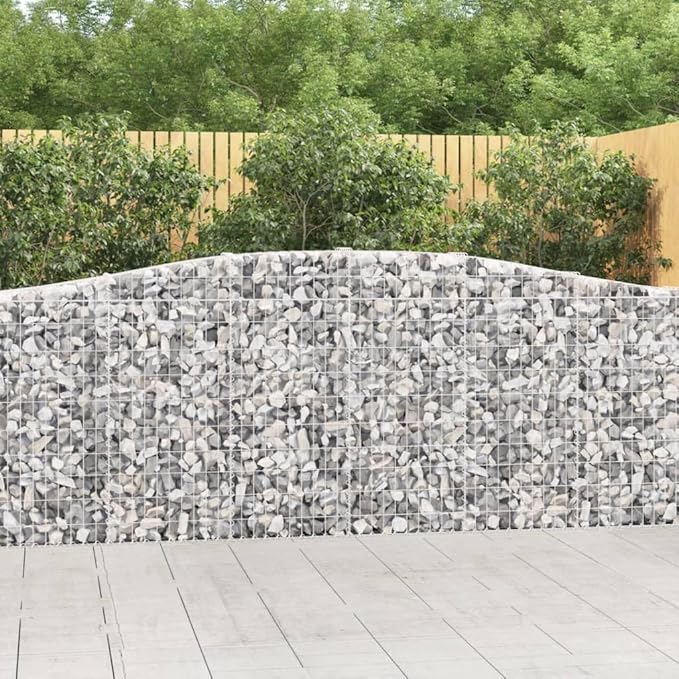 Crescent Gabion Basket Set of 2 Large 157.5x157.5x47.2 in Galvanized Iron Planter Box Outdoor Industrial Raised Garden Bed for Patio Yard Landscaping
