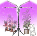 80W LED Full Spectrum Grow Lamps with Tripod Dimmable 9 Level Brightness Greenhouse Flower Adjustable Floor Plant Growing Lights with Timer Remote Control