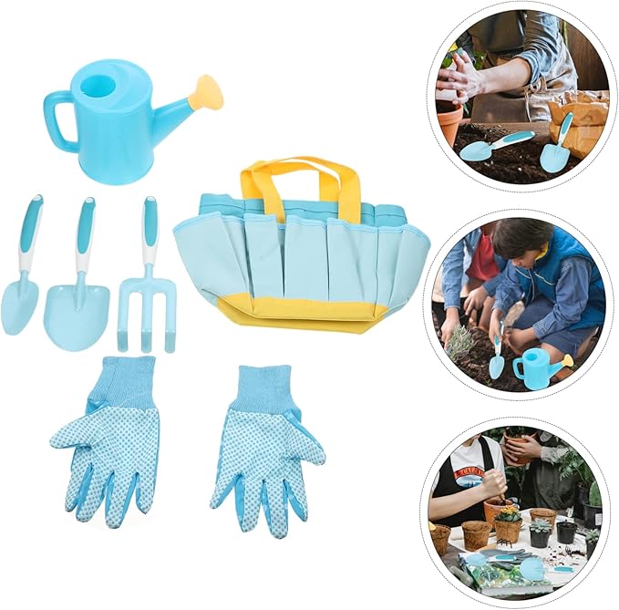 SUPVOX Boy Girl Gardening Tool Set Plastic Shovel Rake and Watering Can for Boy Girl Safe and Lightweight Gardening Tools for and Bonding