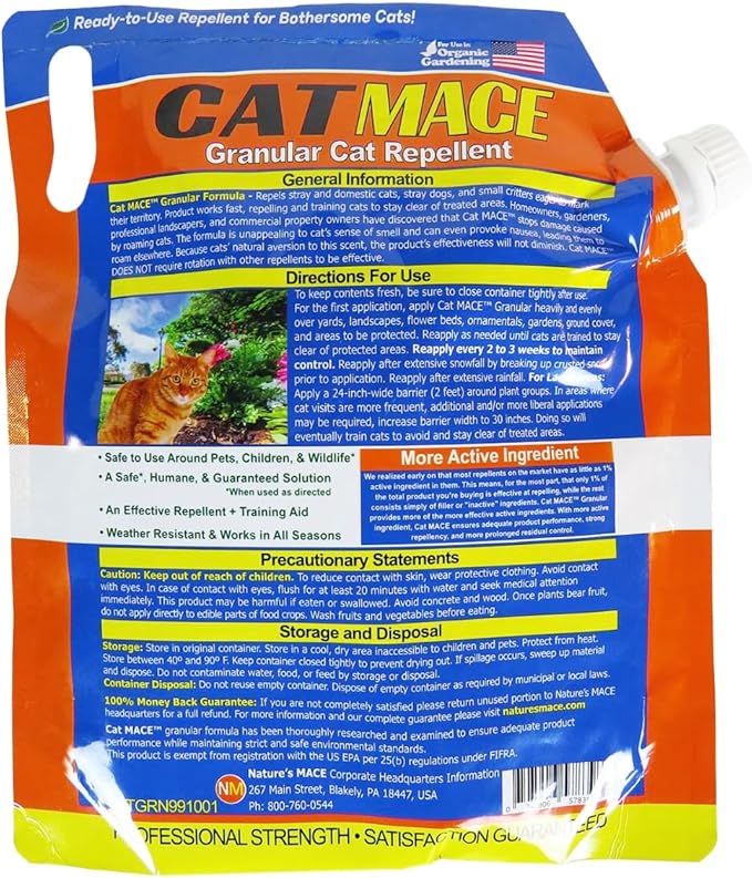 Nature's Mace Cat Mace Cat Repellent Outdoor Granular Deterrent Stop Cats Keep Cats Away for Yard Garden Anti Cat Pee No-Dig Training Tool 6 lb Safe to Use Around People Pets Plants