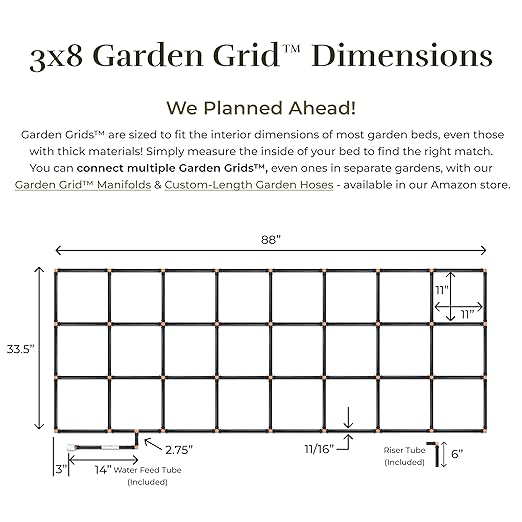 The Garden Grid | Pre-Assembled Garden Bed Watering System – Waters Every Plant Evenly 2-Minute Setup Hassle-Free Design Lasts 5–10x Longer Than Drip Kits | USA-Made | 3x8 (33.5x88)
