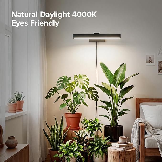 SANSI Grow Lights for Indoor Plants 35W Wall Mounted Grow Light Full Spectrum LED Plant Lights for Indoor Growing High PPFD with 4-Level Dimmer Auto On Off 4/8/12 Hrs Remote for Greenhouse Seed