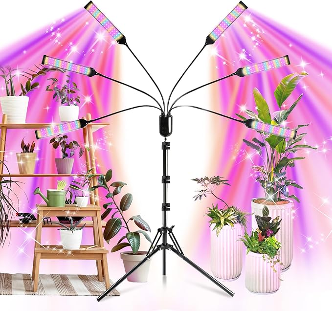 630 LEDs Grow Lights for Indoor Plants Kalolary Full Spectrum Plant Light with Timer 3/6/9/12/15/18H &amp 10 Brightness Levels LED Plant Growing Lamps with Tripod Stand