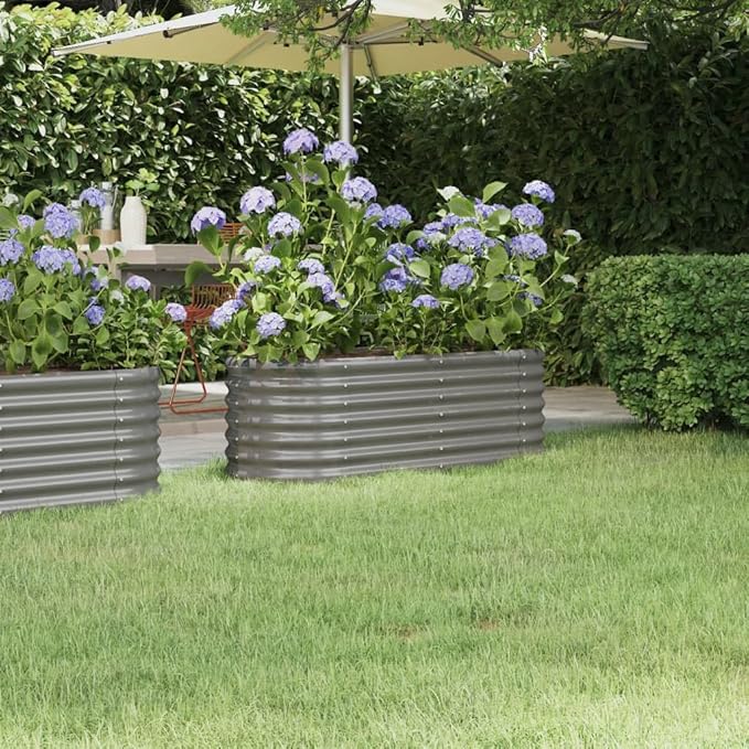 Garden Raised Bed Powder-Coated Steel 44.9x15.7x14.2 GrayWeight:8.2lbs318864