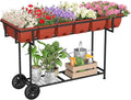 YBING Elevated Garden Bed with Wheels Outdoor 42x17x30in Elevated Raised Planter Box Stand 6 Pocket Herb Garden Planter with Storage Shelf for Balcony Patio Red