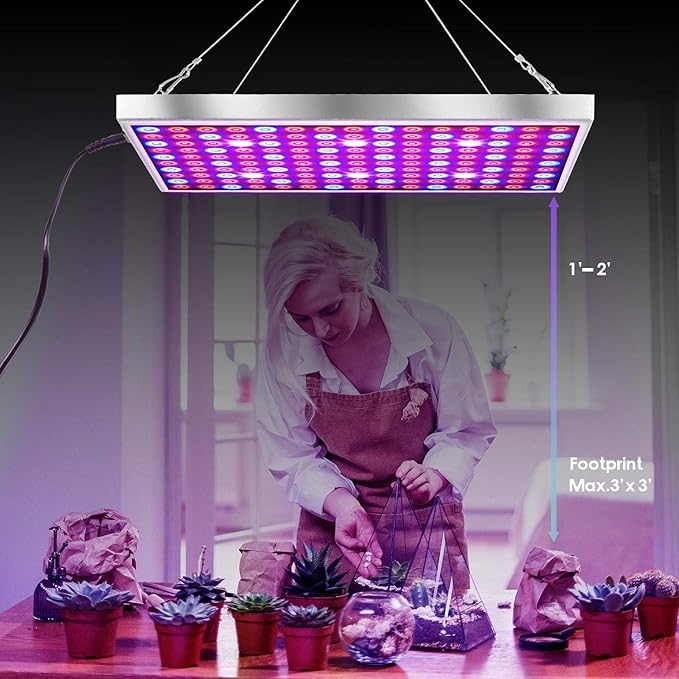 Diboys LED Grow Light for Indoor Plants 45W Plant Lights Full Spectrum Panel Grow Light for Seedlings Succulents Micro Greens Vegetable and Flower 2 Pack