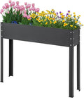 MAT EXPERT Raised Garden Bed 31.5’’ Elevated Metal Planter Box Stand w/Drainage Hole Outdoor Indoor Plant Container for Vegetable Flower Herb Fruit Standing Raised Bed for Backyard (Black)
