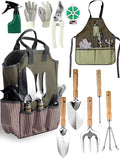 Gardening Tools Set 11 PCS Heavy Duty Stainless Steel Garden Tool Kit with Large Garden Tote Bag &amp Apron Durable Ergonomic Hand Tool Ideal Gardening Gift for Women Men Mom Dad