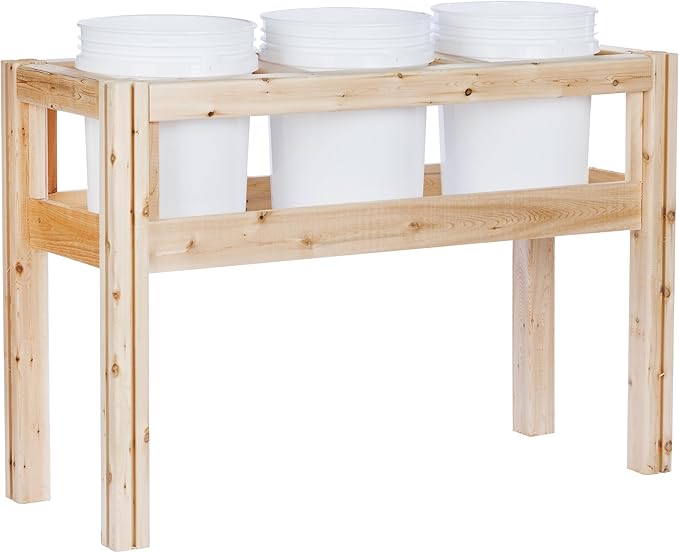 Greenes Fence Three Bucket Elevated Cedar Wood Garden Frame 43 in. x 16 in. x 30 in. - Made in USA with North American Cedar