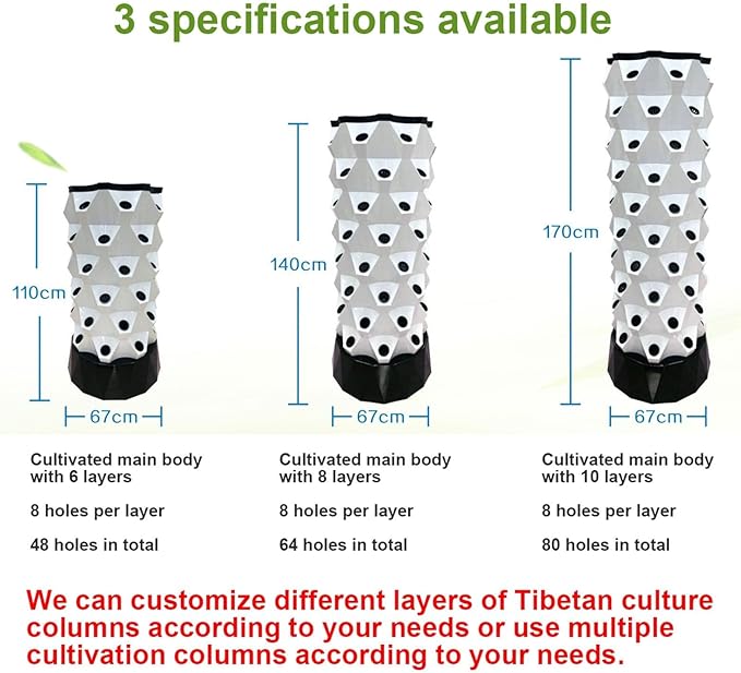 Hydroponics Growing Sys-temHydroponics TowerAquaponics Grow Sys-tem With 48/64/80 Growing Points Aeroponics Growing Kit for Fruits and Vegetables with Hydrating Pump TimerGreen-48Pots