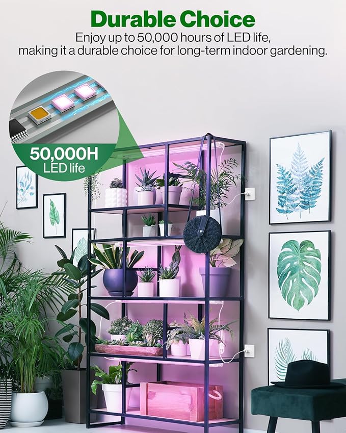 Sunco 3ft Grow Light LED 30W Full Spectrum for Seed Starting Seedling Indoor Plants Plug in Suspended Fixture Link Up to 4 Inline Switch UL/ETL 2 Pack.