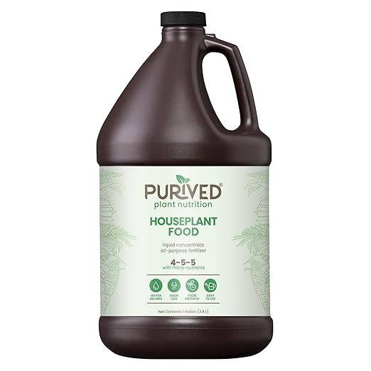 Purived 1gal All-Purpose Liquid Plant Fertilizer - Makes 320 Gallons for Indoor Houseplants All-Natural Groundwater Safe Made in USA