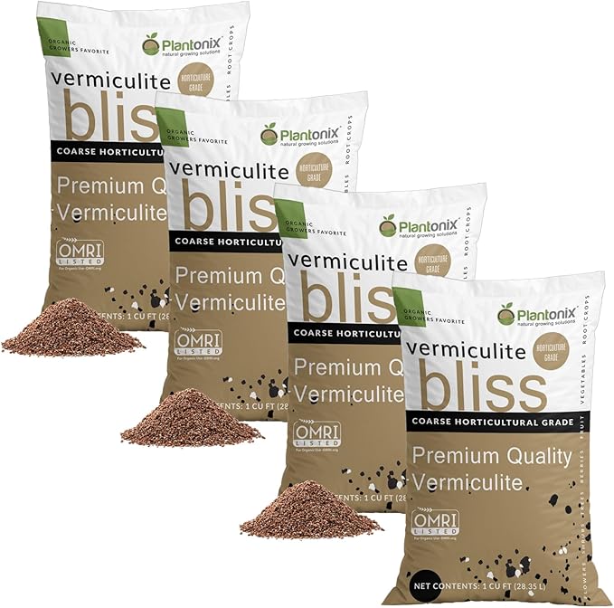 Vermiculite Bliss (4 Cubic Ft) - Organic Vermiculite for Gardening - Natural Soil Amendment - Bulk Vermiculite for Plants Potting Soil &amp Seed Starting - Mixes with Garden Soil &amp Perlite for