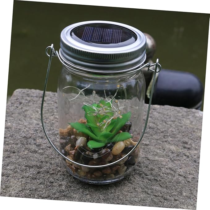 Happyyami Solar Lights Decorative Outdoor Hanging Plant Bottle Lamp Wide Mouth Jar Energy Efficient Led Lights