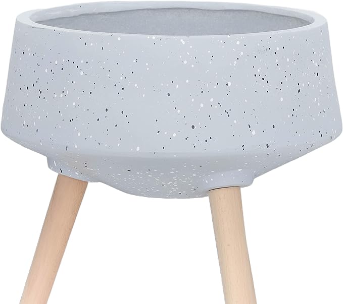 S2 1115 TERRAZZO Planter W Wood Legs Gray