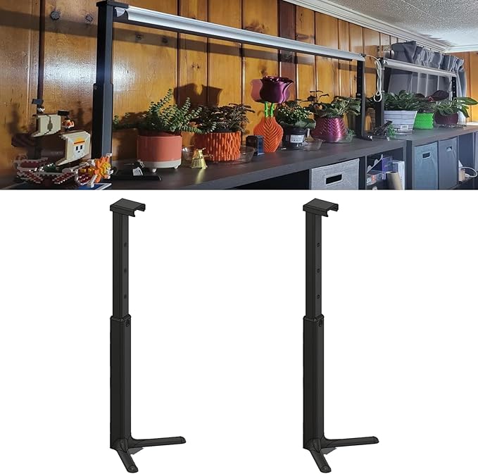 Adjustable Height Plant Grow Light Stand - Support for Barrina T8  Monios-L T8 &amp Ferry Morse Grow Lights Indoor Gardening Shelf with Height Flexibility Hydroponic System Compatible-2colo (Black