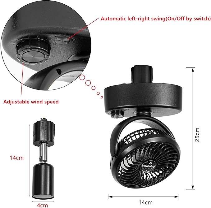 1x 19.6 in Track with Timer Switch Plug in Cord 3X Track Light Adjustable Angle 1x Adjustable Wind Speed Mini Fan Track Mount for Indoor Plants Shelf