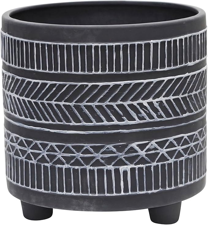 S2 Tribal Look Footed Planter 68 Black