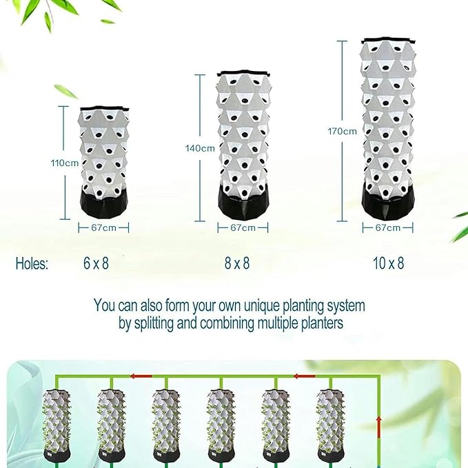 Smart Vertical Hydroponic Tower Self-Watering Growing System - Hydroponics Growing Tower for Indoor Herbs Fruits and Vegetables - Aeroponic Tower with Hydrating Pump Net Pots10f