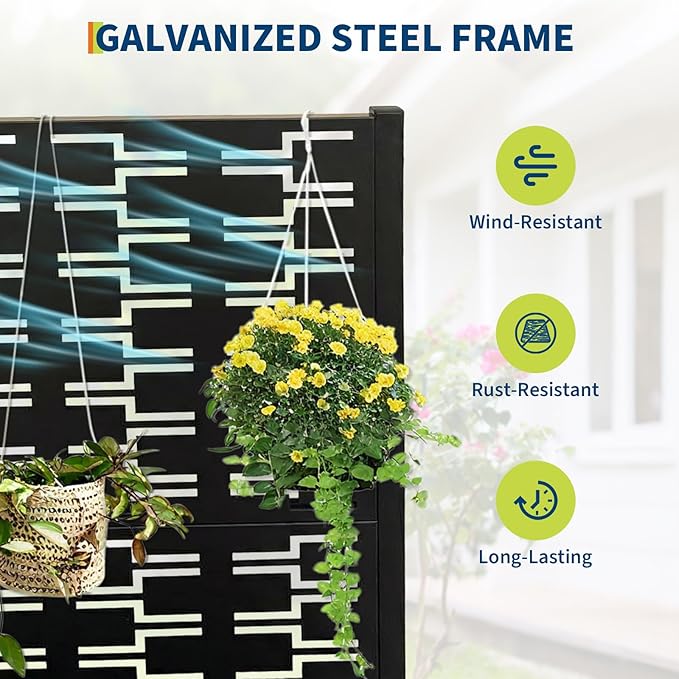Metal Raised Garden Bed with Trellis &amp Privacy Screen 45.7x45x15 Galvanized Metal Planter Box for Patio Balcony Outdoor Planter Box with Drainage Holes for Climbing Plants Flowers Vegetable
