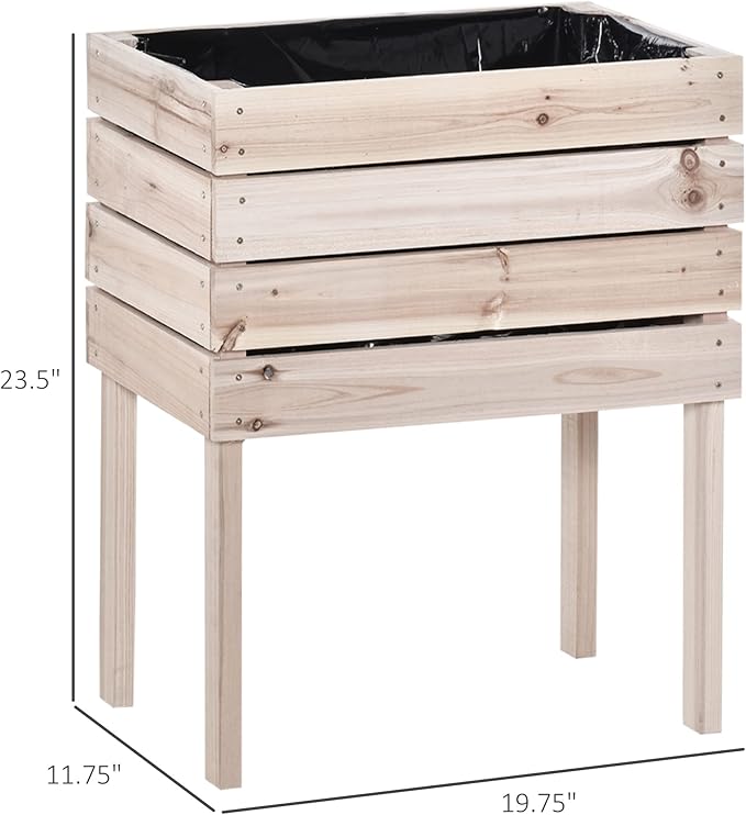 4PCS Raised Garden Bed Wooden Elevated Planter Box Kit with Bed Liner DIY Shape for Flowers Vegetables