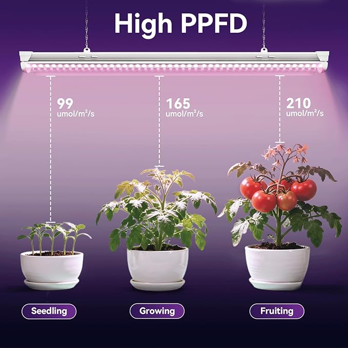 6 Pack 3FT Plant Grow Light T8 Pinkish White Full Spectrum with ON/Off Switch &amp Timed FunctionAluminum Reflector LinkablePlant Growing Lamp Fixture for Greenhouse Indoor